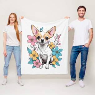 Spring Chihuahua Fleece Blanket