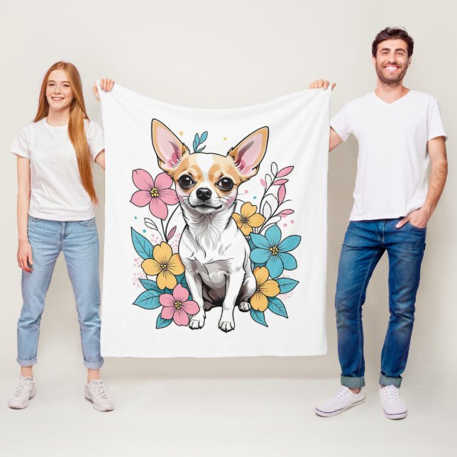 Spring Chihuahua Fleece Blanket (In Situ)