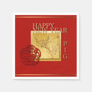 Spring Chinese Pig New Year 2019 Paper Napkin