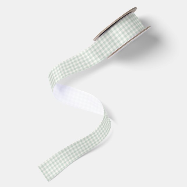 Spring Classic Gingham | Muted Sage Satin Ribbon (Front+Back)
