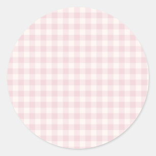Spring Classic Gingham   Soft Blush Round Sticker