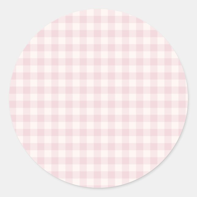 Spring Classic Gingham | Soft Blush Round Sticker (Front)