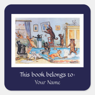 Spring Cleaning Cats  by Louis Wain Square Sticker