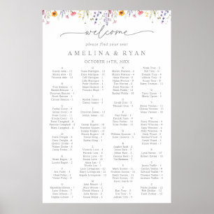 Spring Color Wildflower Alphabetical Seating Chart