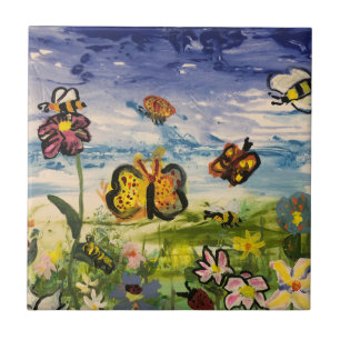 Spring colorful butterflies wildflowers back to sc tile