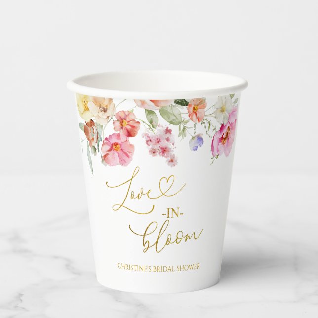 Spring Colorful Floral Bridal Shower Paper Cups (Front)