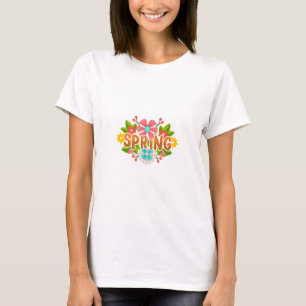 SPRING – Colorful Floral Illustration Design T-Shirt