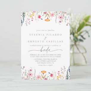 Spring Colorful Wildflower Spanish Wedding Invitation