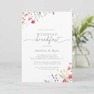 Spring Colorful Wildflower Wedding Breakfast Invitation
