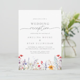 Spring Colorful Wildflower Wedding Reception Invitation