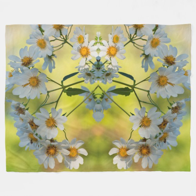 Spring colour white daisies all around fleece blanket (Front (Horizontal))