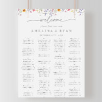 Spring Colour Wildflower Alphabetical Seating Char