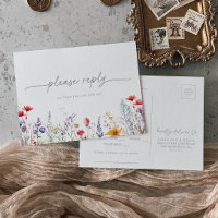Spring Colour Wildflower Menu Choice RSVP Postcard