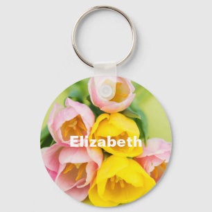 Spring coloured tulips key ring