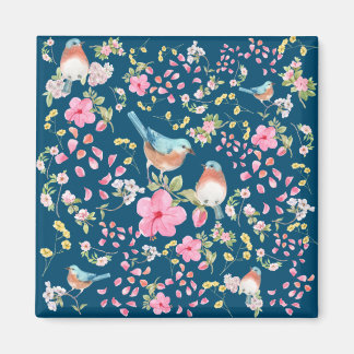 Spring Colourful Birds and Flowers Magnet