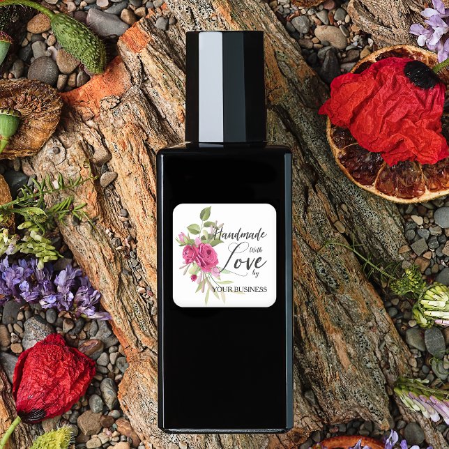 Spring Colourful Bouquet Handmade with Love Quote Square Sticker (Creator Uploaded)