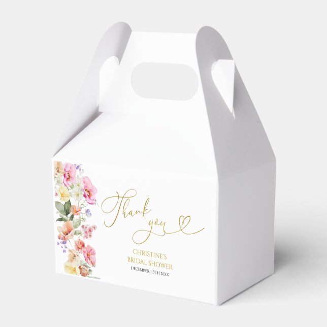 Spring Colourful Floral Bridal Shower Favour Box (Front Side)