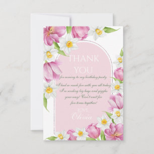 Spring Colourful Flower Kids Birthday Thank You Card