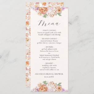 Spring Colourful Flowers Romantic Bridal Shower Menu