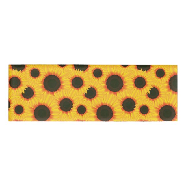 Spring colourful pattern sunflower name tag (Front)