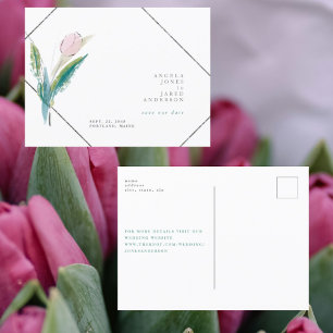 Spring Colourful Watercolor Floral  Save The Date Postcard