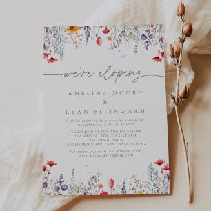 Spring Colourful Wildflower Elopement Reception Invitation