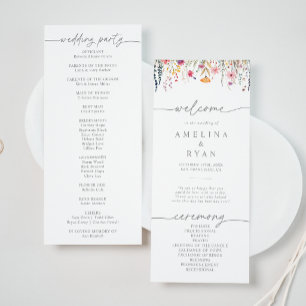Spring Colourful Wildflower Wedding Program Programme