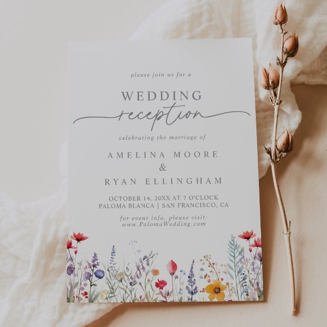 Spring Colourful Wildflower Wedding Reception Invitation (Creator Uploaded)
