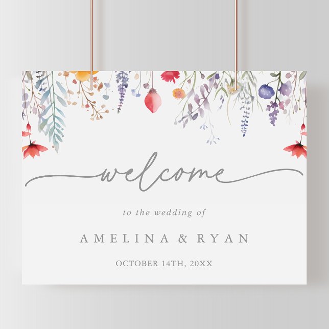 Spring Colourful Wildflower Wedding Welcome Sign (Creator Uploaded)