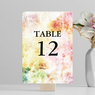 Spring Colours Abstract Wedding Table Number