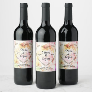 Spring Colours Abstract Wedding Wine Label