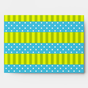 Spring Colours Blue and Green Stripes Polka Dots Envelopes