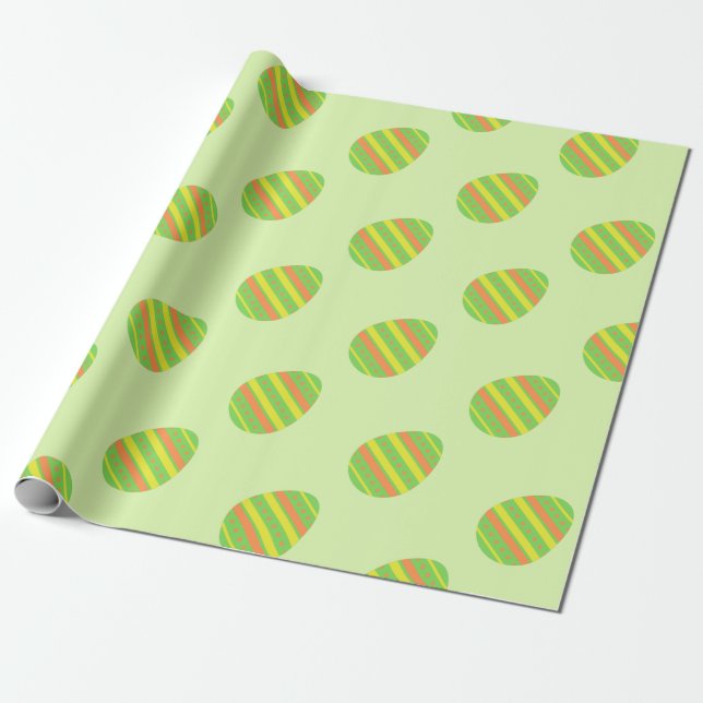 Spring Colours Easter Egg Pattern Wrapping Paper (Unrolled)