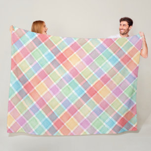 Spring colours plaid pattern fleece blanket