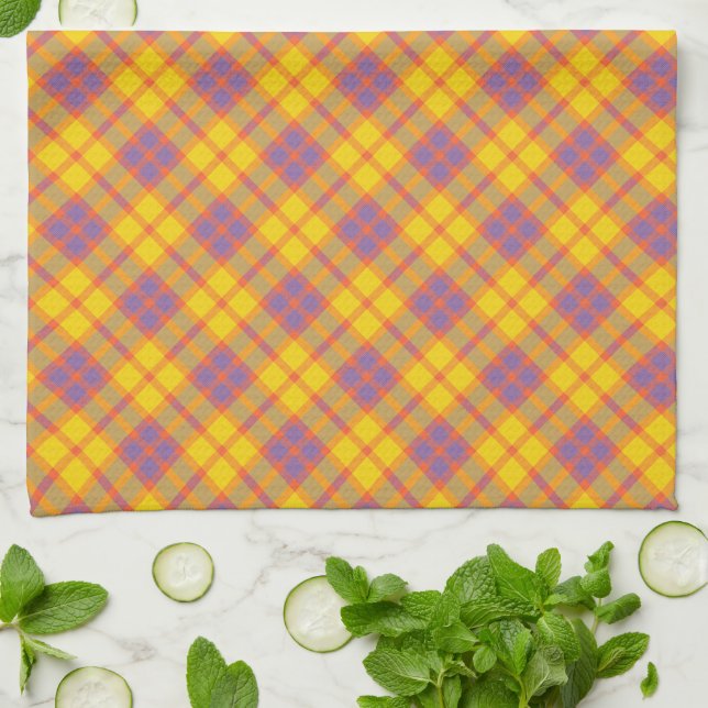 Spring Colours Plaid Pattern Hand Towel (Folded)