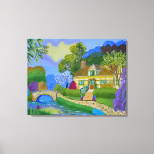 spring cottage canvas print