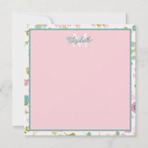 Spring Cottage Flowers Monogram Card