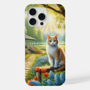 Spring cottage/garden & cat iPhone 15 pro max case