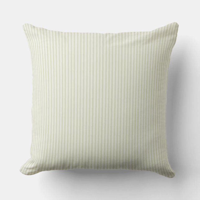 Spring Cottage Stripe Light Soft Green Cushion (Front)