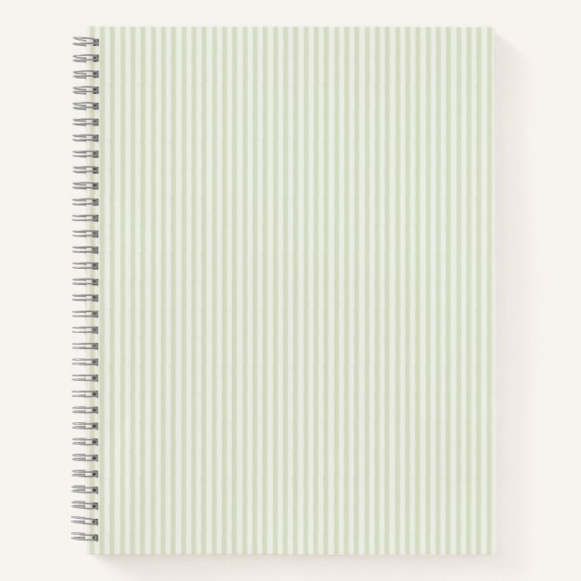 Spring Cottage Stripe Light Soft Green Notebook (Front)