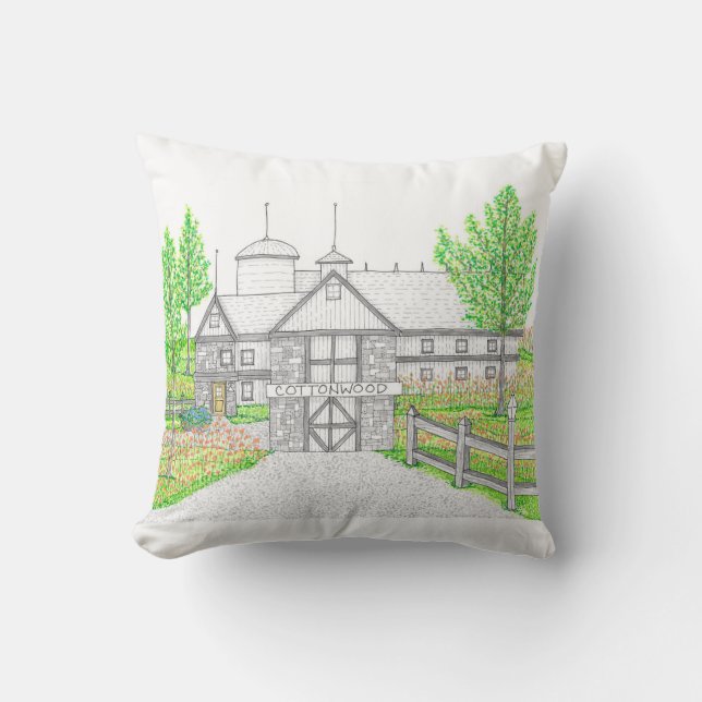 Spring Cottonwood Farm 16x16 Pillow (Front)