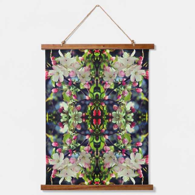 Spring Crabapple Blossoms Abstract Hanging Tapestry (Front)