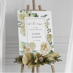 spring cream garden Wedding Welcome Poster