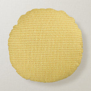 Spring crochet background in yellow. round cushion