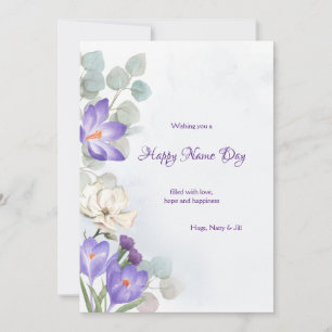 Spring Crocus Name Day Greeting Card