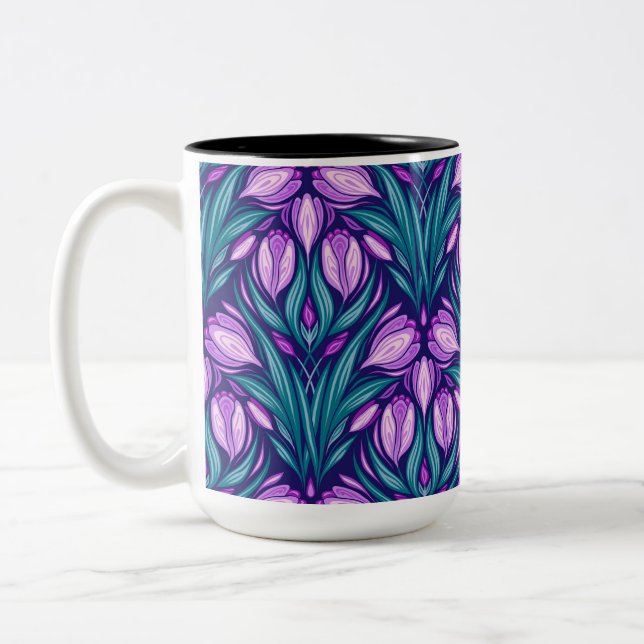 Spring crocuses Two-Tone coffee mug (Left)