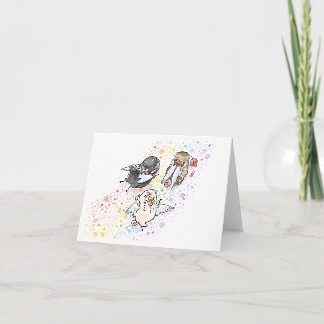 Spring Crossing rainbow bridge pug memorial card (Front)