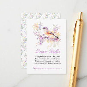 Spring Cute Bird Baby Shower Diaper Raffle Enclosure Card