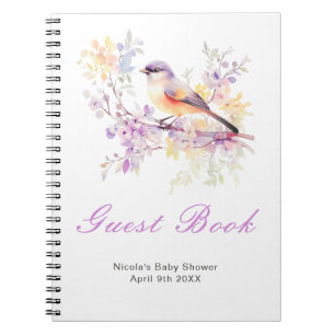 Spring Cute Bird Baby Shower Guest Book
