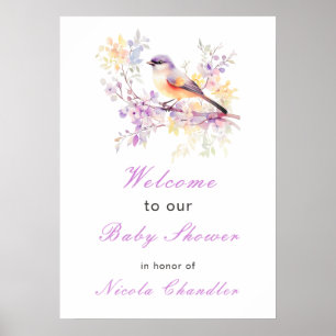Spring Cute Bird Baby Shower Poster